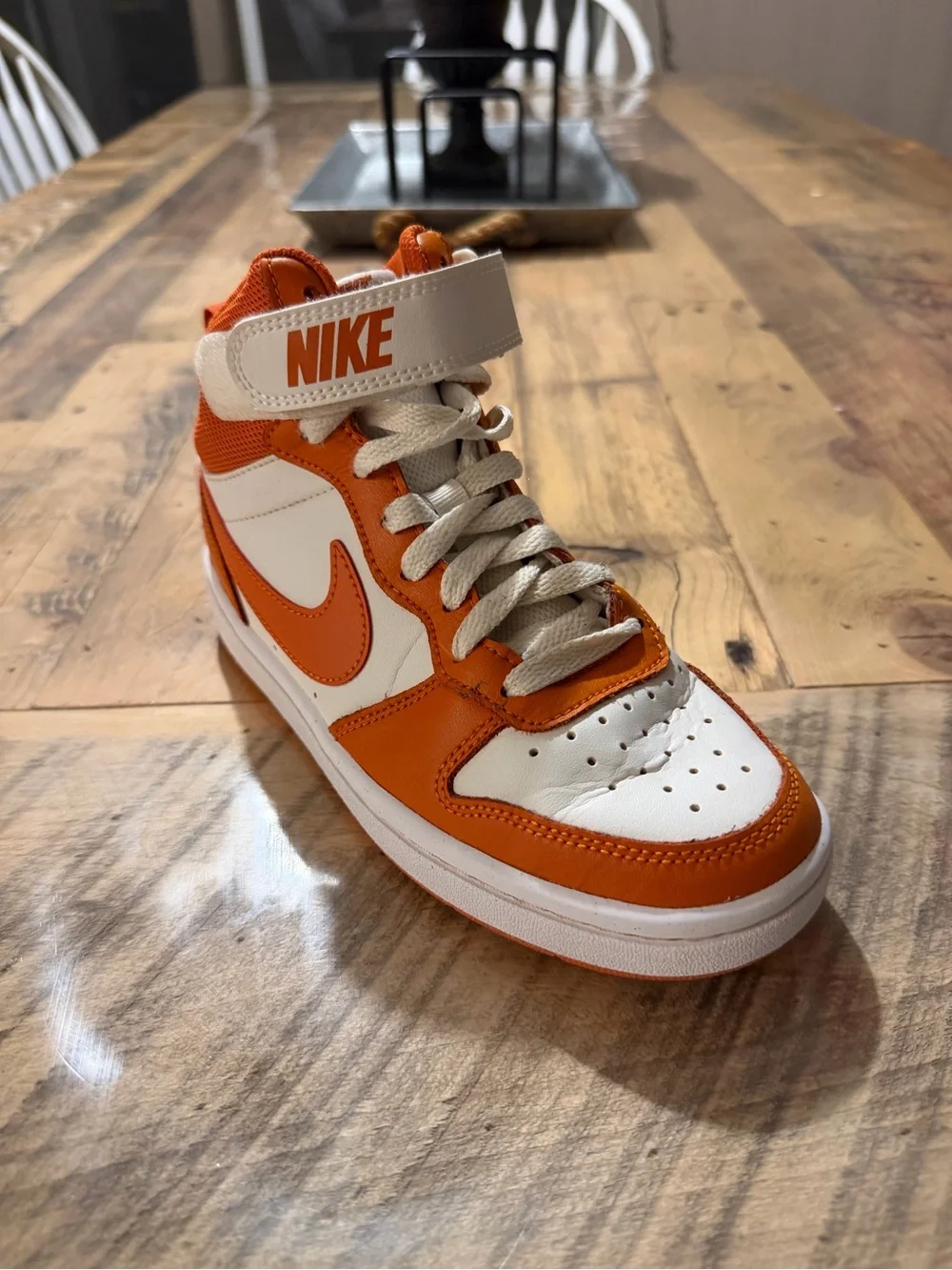 Nike Court Borough Mid 2 High Top Sneakers | White / Starfish Orange | Size 3.5Y